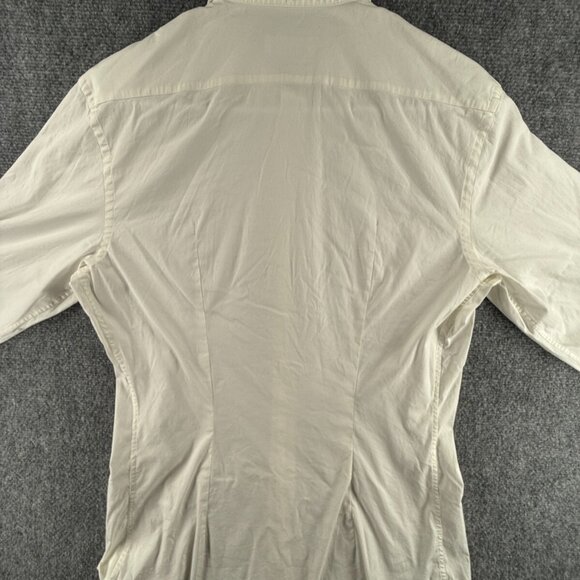 PRADA Size 40 (15.75) Long Sleeve Button Up Men Cotton Stretch Designer Ivory - Picture 12 of 16